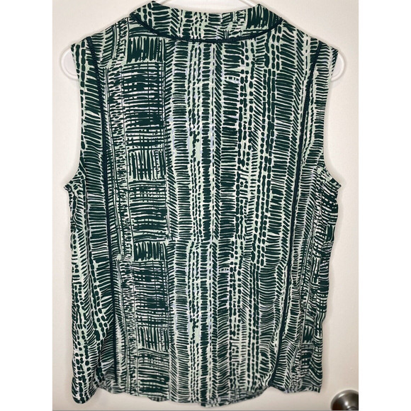 NWOT‎ Halogen Nordstrom Green Patterned Sleeveless Blouse XL - Picture 15 of 16